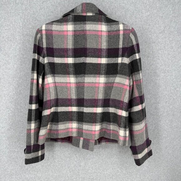 Cabi VTG Wool Blend Double Breasted Jacket Peacoat Size 8 Black Pink White - Picture 4 of 11